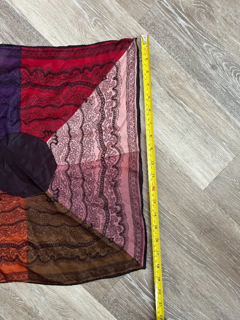 Vintage Color Block Star Cut Jewel Tone Colorful Head Scarf / Handkerchief